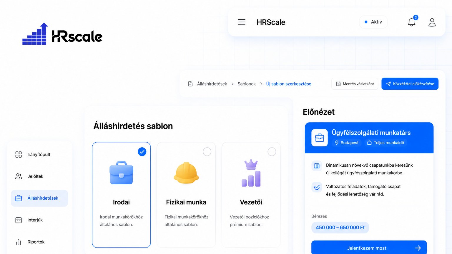 Álláshirdetés minta — Kész sablonok pozíciótípusonként