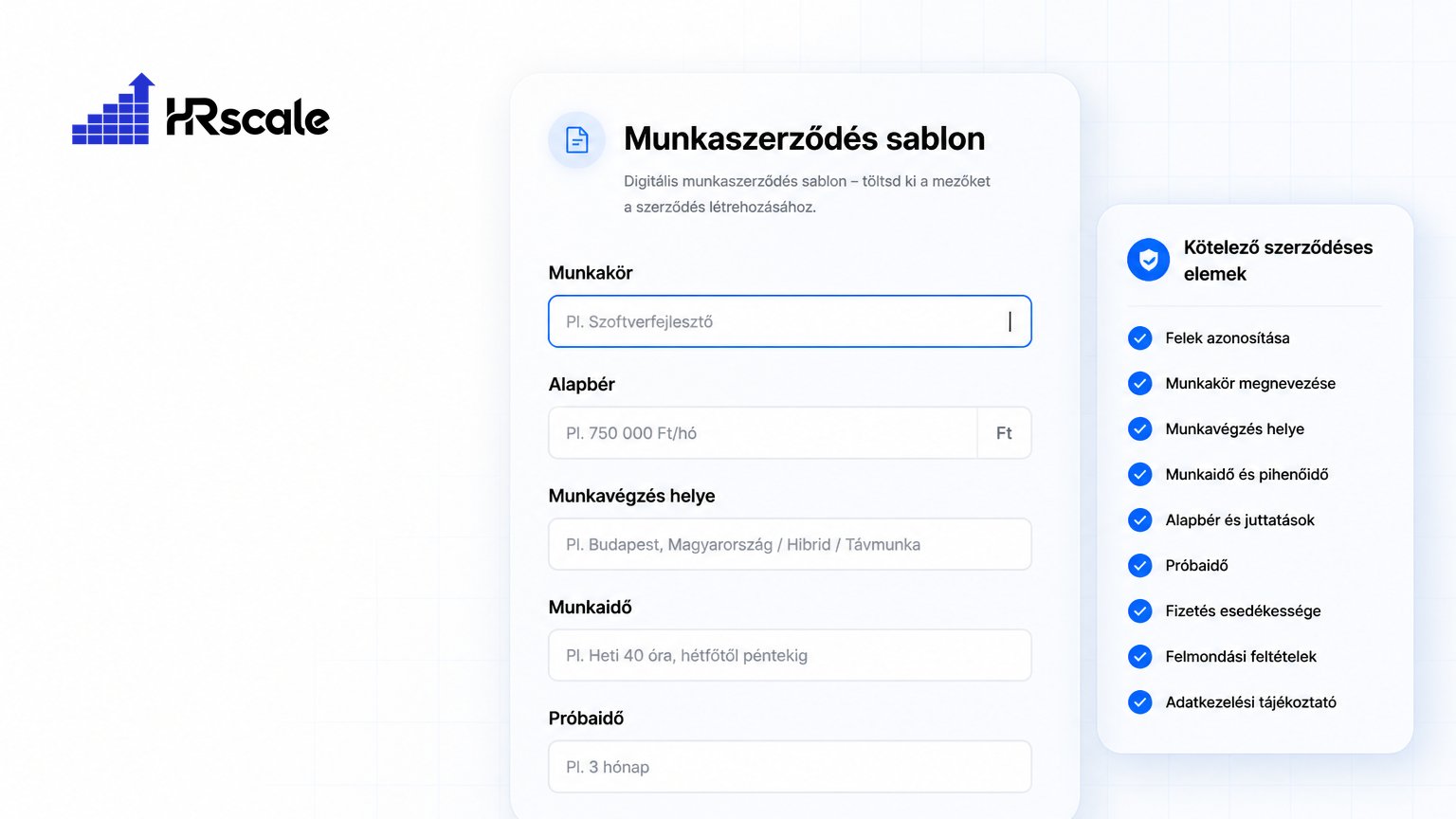 Munkaszerződés minta 2026 — Kötelező elemek + letölthető sablon